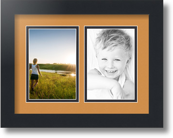 ArtToFrames Collage Mat Picture Photo Frame 2 4x6" Openings in Satin Black 34