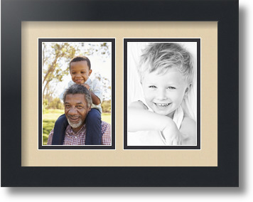 ArtToFrames Collage Mat Picture Photo Frame 2 4x6" Openings in Satin Black 34