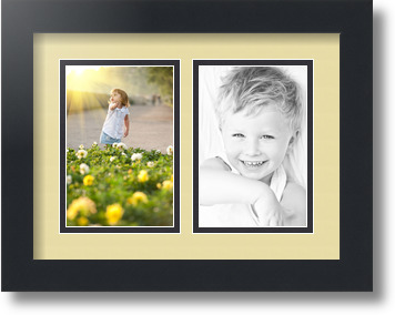 ArtToFrames Collage Mat Picture Photo Frame 2 4x6" Openings in Satin Black 34