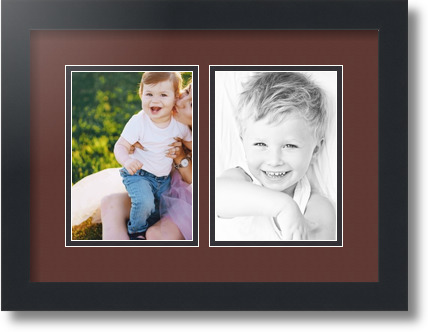 ArtToFrames Collage Mat Picture Photo Frame 2 5x7" Openings in Satin Black 35