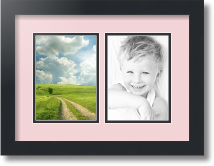 ArtToFrames Collage Mat Picture Photo Frame 2 5x7" Openings in Satin Black 35