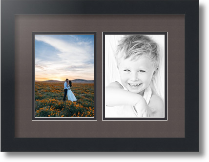 ArtToFrames Collage Mat Picture Photo Frame 2 5x7" Openings in Satin Black 35