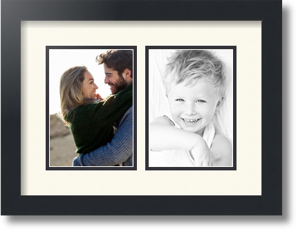 ArtToFrames Collage Mat Picture Photo Frame 2 5x7" Openings in Satin Black 35