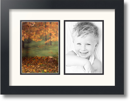 ArtToFrames Collage Mat Picture Photo Frame 2 5x7" Openings in Satin Black 35