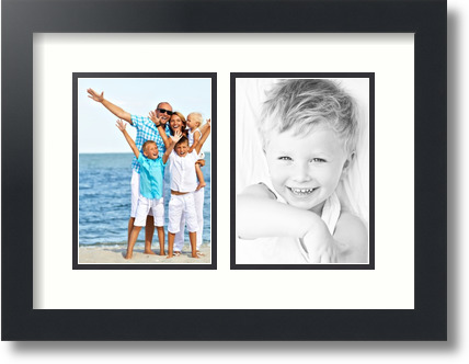 ArtToFrames Collage Mat Picture Photo Frame 2 5x7" Openings in Satin Black 35