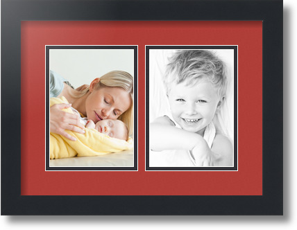 ArtToFrames Collage Mat Picture Photo Frame 2 5x7" Openings in Satin Black 35