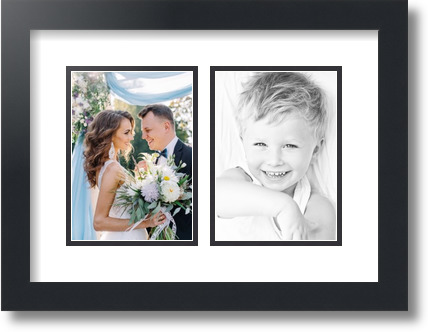 ArtToFrames Collage Mat Picture Photo Frame 2 5x7" Openings in Satin Black 35