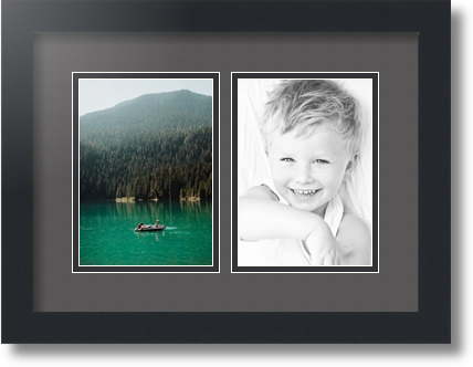 ArtToFrames Collage Mat Picture Photo Frame 2 5x7" Openings in Satin Black 35