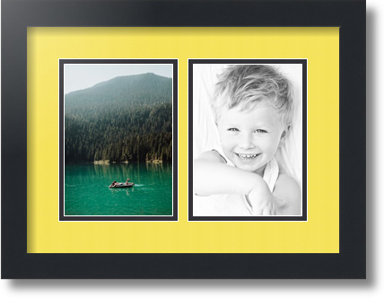 ArtToFrames Collage Mat Picture Photo Frame 2 5x7" Openings in Satin Black 35