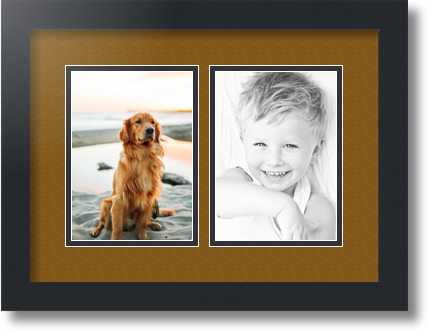 ArtToFrames Collage Mat Picture Photo Frame 2 5x7" Openings in Satin Black 35