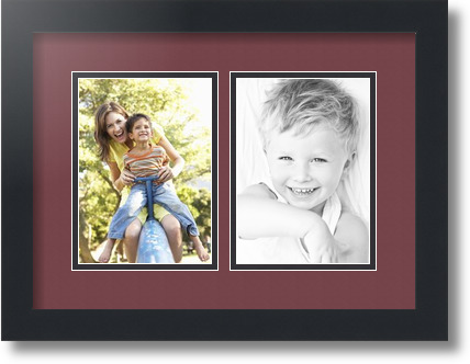 ArtToFrames Collage Mat Picture Photo Frame 2 5x7" Openings in Satin Black 35