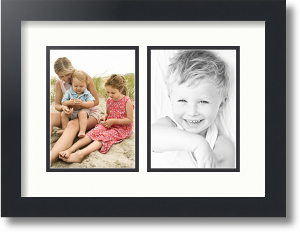 ArtToFrames Collage Mat Picture Photo Frame 2 5x7" Openings in Satin Black 35