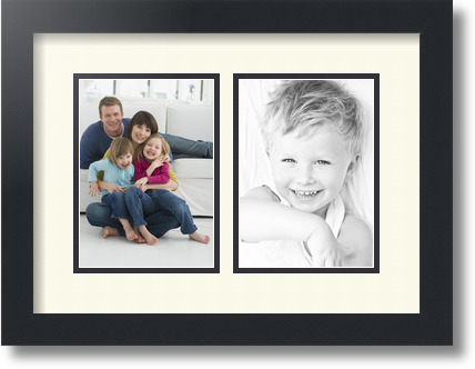 ArtToFrames Collage Mat Picture Photo Frame 2 5x7" Openings in Satin Black 35