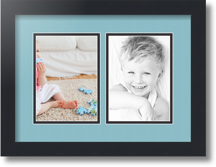 ArtToFrames Collage Mat Picture Photo Frame 2 5x7" Openings in Satin Black 35