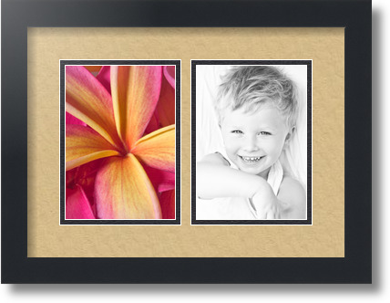 ArtToFrames Collage Mat Picture Photo Frame 2 5x7" Openings in Satin Black 35