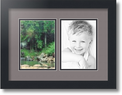 ArtToFrames Collage Mat Picture Photo Frame 2 5x7" Openings in Satin Black 35