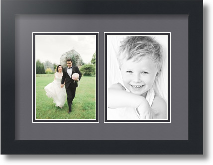 ArtToFrames Collage Mat Picture Photo Frame 2 5x7" Openings in Satin Black 35