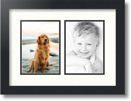 ArtToFrames Collage Mat Picture Photo Frame 2 5x7" Openings in Satin Black 35