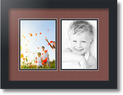 ArtToFrames Collage Mat Picture Photo Frame 2 5x7" Openings in Satin Black 35