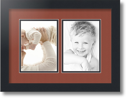 ArtToFrames Collage Mat Picture Photo Frame 2 5x7" Openings in Satin Black 35