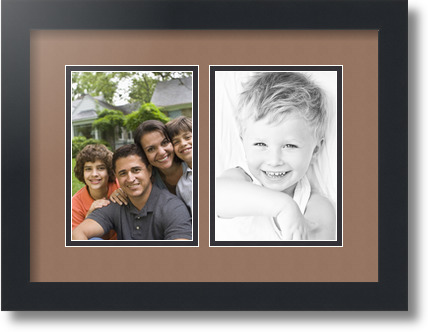 ArtToFrames Collage Mat Picture Photo Frame 2 5x7" Openings in Satin Black 35