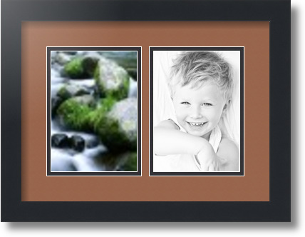 ArtToFrames Collage Mat Picture Photo Frame 2 5x7" Openings in Satin Black 35