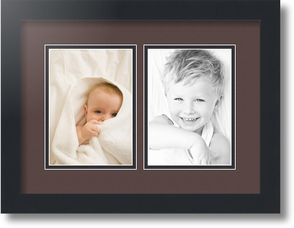 ArtToFrames Collage Mat Picture Photo Frame 2 5x7" Openings in Satin Black 35