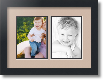 ArtToFrames Collage Mat Picture Photo Frame 2 5x7" Openings in Satin Black 35