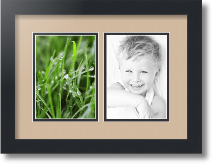 ArtToFrames Collage Mat Picture Photo Frame 2 5x7" Openings in Satin Black 35