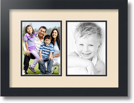 ArtToFrames Collage Mat Picture Photo Frame 2 5x7" Openings in Satin Black 35