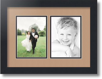 ArtToFrames Collage Mat Picture Photo Frame 2 5x7" Openings in Satin Black 35