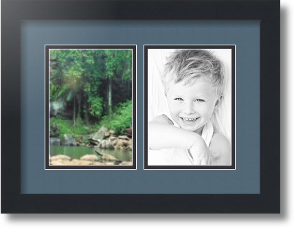 ArtToFrames Collage Mat Picture Photo Frame 2 5x7" Openings in Satin Black 35