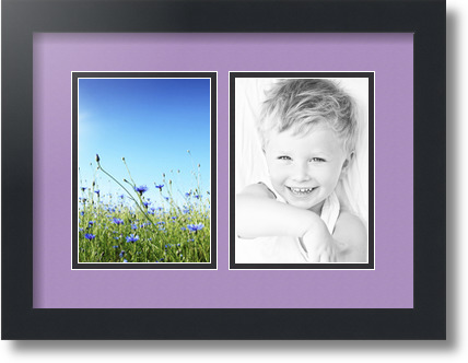 ArtToFrames Collage Mat Picture Photo Frame 2 5x7" Openings in Satin Black 35