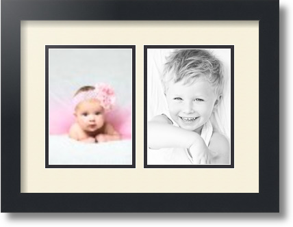 ArtToFrames Collage Mat Picture Photo Frame 2 5x7" Openings in Satin Black 35