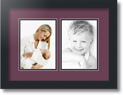 ArtToFrames Collage Mat Picture Photo Frame 2 5x7" Openings in Satin Black 35