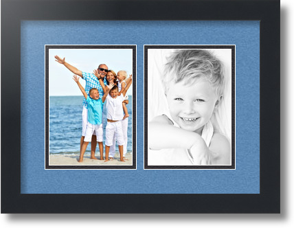 ArtToFrames Collage Mat Picture Photo Frame 2 5x7" Openings in Satin Black 35