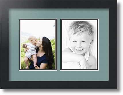 ArtToFrames Collage Mat Picture Photo Frame 2 5x7" Openings in Satin Black 35