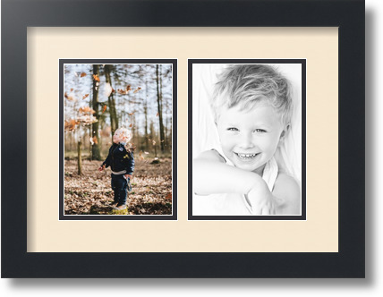 ArtToFrames Collage Mat Picture Photo Frame 2 5x7" Openings in Satin Black 35