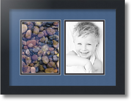 ArtToFrames Collage Mat Picture Photo Frame 2 5x7" Openings in Satin Black 35