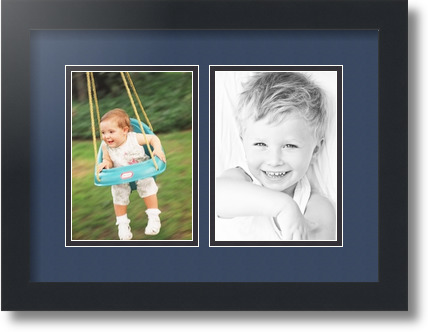 ArtToFrames Collage Mat Picture Photo Frame 2 5x7" Openings in Satin Black 35