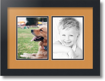 ArtToFrames Collage Mat Picture Photo Frame 2 5x7" Openings in Satin Black 35