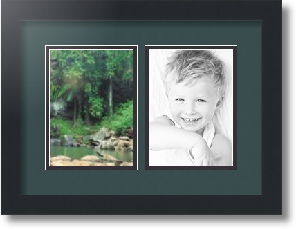 ArtToFrames Collage Mat Picture Photo Frame 2 5x7" Openings in Satin Black 35