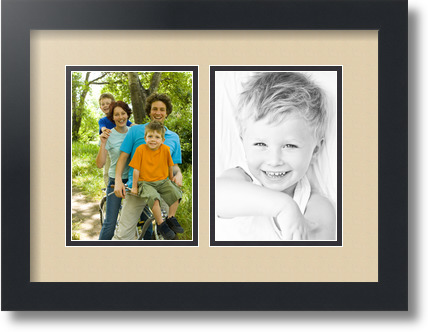 ArtToFrames Collage Mat Picture Photo Frame 2 5x7" Openings in Satin Black 35