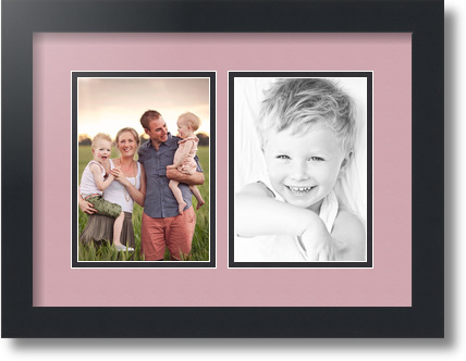 ArtToFrames Collage Mat Picture Photo Frame 2 5x7" Openings in Satin Black 35