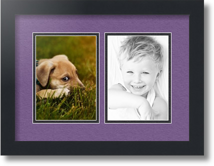 ArtToFrames Collage Mat Picture Photo Frame 2 5x7" Openings in Satin Black 35