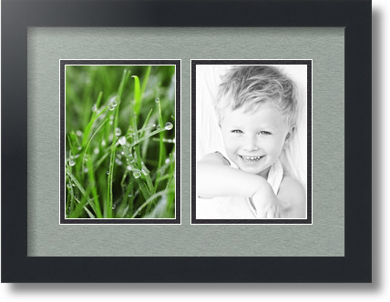 ArtToFrames Collage Mat Picture Photo Frame 2 5x7" Openings in Satin Black 35