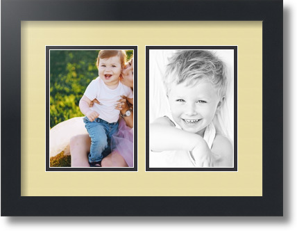 ArtToFrames Collage Mat Picture Photo Frame 2 5x7" Openings in Satin Black 35