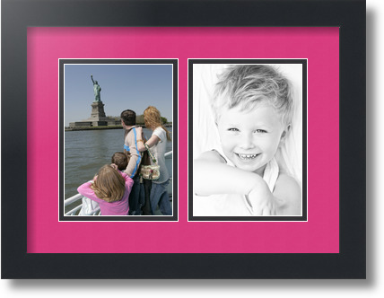 ArtToFrames Collage Mat Picture Photo Frame 2 5x7" Openings in Satin Black 35