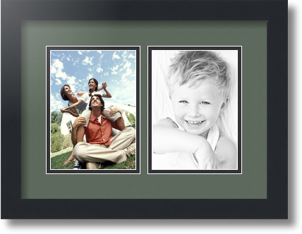 ArtToFrames Collage Mat Picture Photo Frame 2 5x7" Openings in Satin Black 35