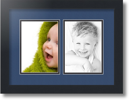 ArtToFrames Collage Mat Picture Photo Frame 2 5x7" Openings in Satin Black 35